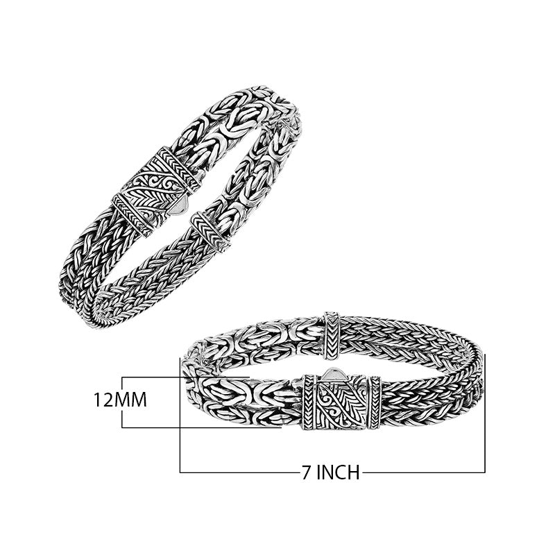 A wholesale sterling silver bracelet featuring a slim woven Balinese texture, polished finishing, smooth pattern, and secure push clasp suitable for premium bulk jewelry orders.