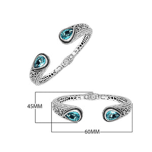 Sterling Silver Bangle With Blue Topaz Q. Jewelry Bali Designs Inc 