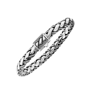 Wholesale Sterling Silver Braided Chain Bracelet With Oxidized Finish Handcrafted In Bali