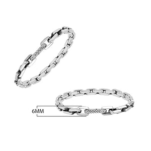 A wholesale sterling silver solid-link bracelet featuring a polished finish and durable Carabiner Lock, crafted with clean contemporary styling for premium bulk jewelry collections.
