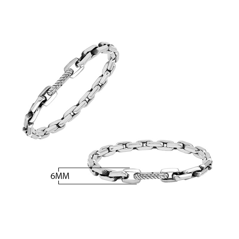 A wholesale sterling silver solid-link bracelet featuring a polished finish and durable Carabiner Lock, crafted with clean contemporary styling for premium bulk jewelry collections.