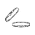 Sterling Silver chain bracelet featuring a polished surface and a secure push clasp decorated with tribal pattern detailing, crafted for durable everyday wear and elegant appeal.