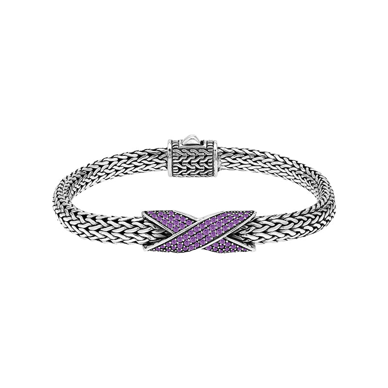 Sterling Silver Amethyst Quartz Woven Chain Bracelet – Wholesale Handcrafted Jewelry From Bali