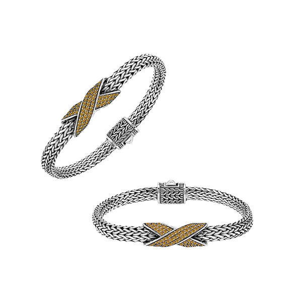 Sterling Silver Citrine Quartz Woven Chain Bracelet – Wholesale Handcrafted Jewelry From Bali