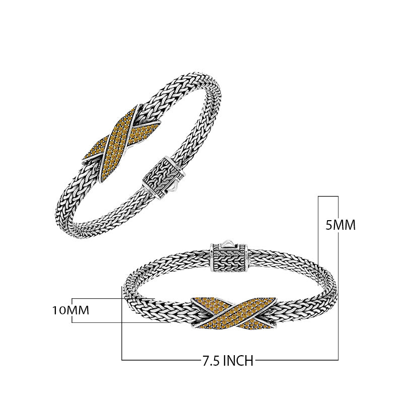 Sterling Silver Citrine Quartz Woven Chain Bracelet – Wholesale Handcrafted Jewelry From Bali