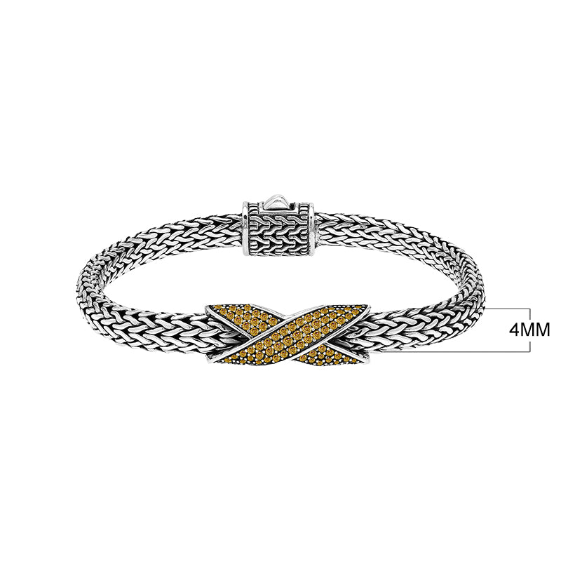 Sterling Silver Citrine Quartz Woven Chain Bracelet – Wholesale Handcrafted Jewelry From Bali