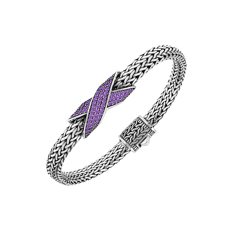 Sterling Silver Amethyst Quartz Woven Chain Bracelet – Wholesale Handcrafted Jewelry From Bali
