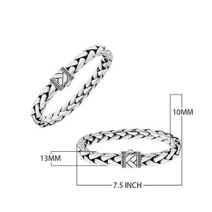 Wholesale sterling silver handwoven chain bracelet with decorative carved clasp – artisan Bali jewelry, bulk silver bracelets supplier