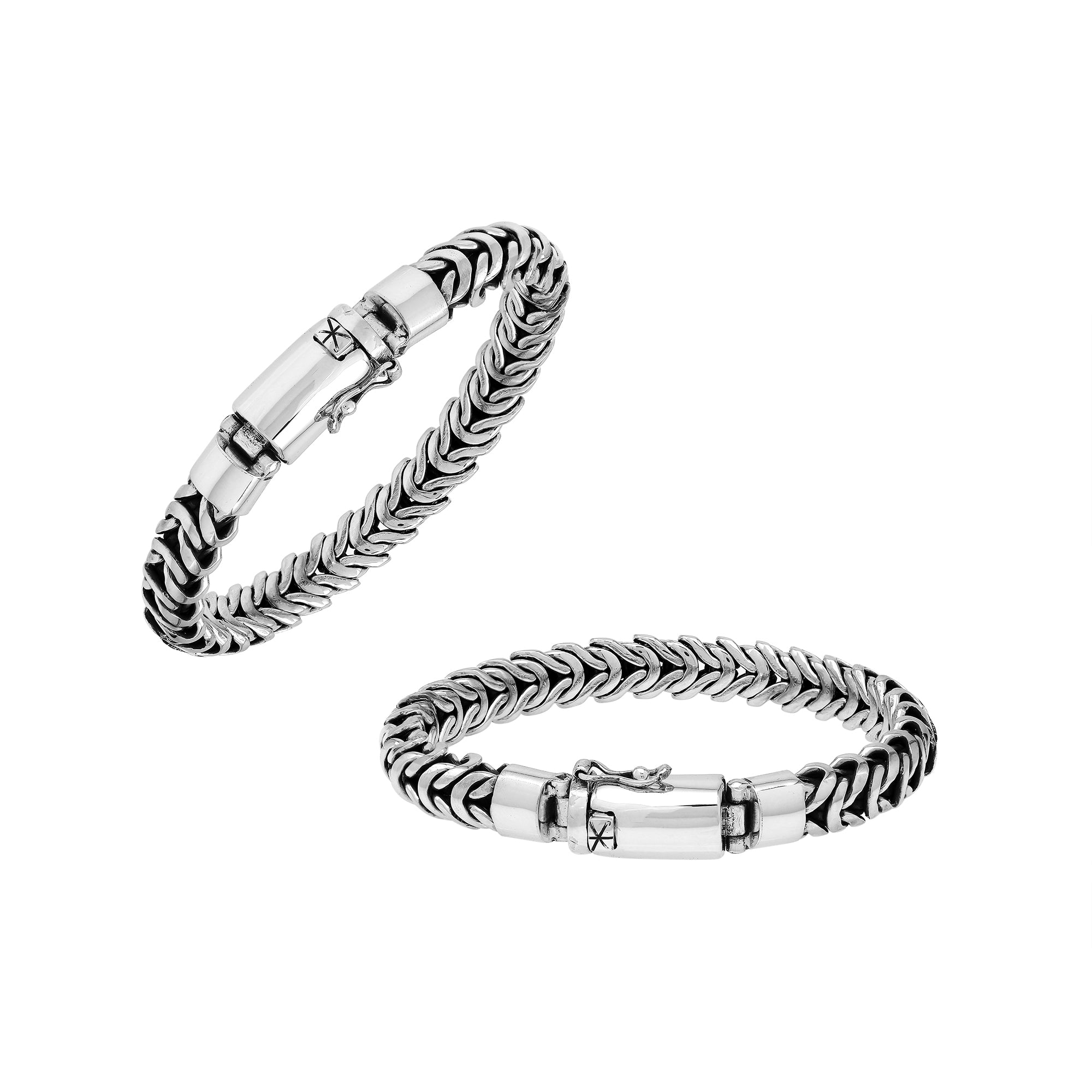 Wholesale sterling silver wheat chain bracelet with secure box clasp, handmade in Bali – bulk artisan men’s and unisex jewelry.