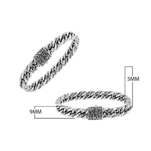 Sterling silver woven chain bracelet with textured clasp, handmade Bali jewelry available for wholesale bulk purchase
