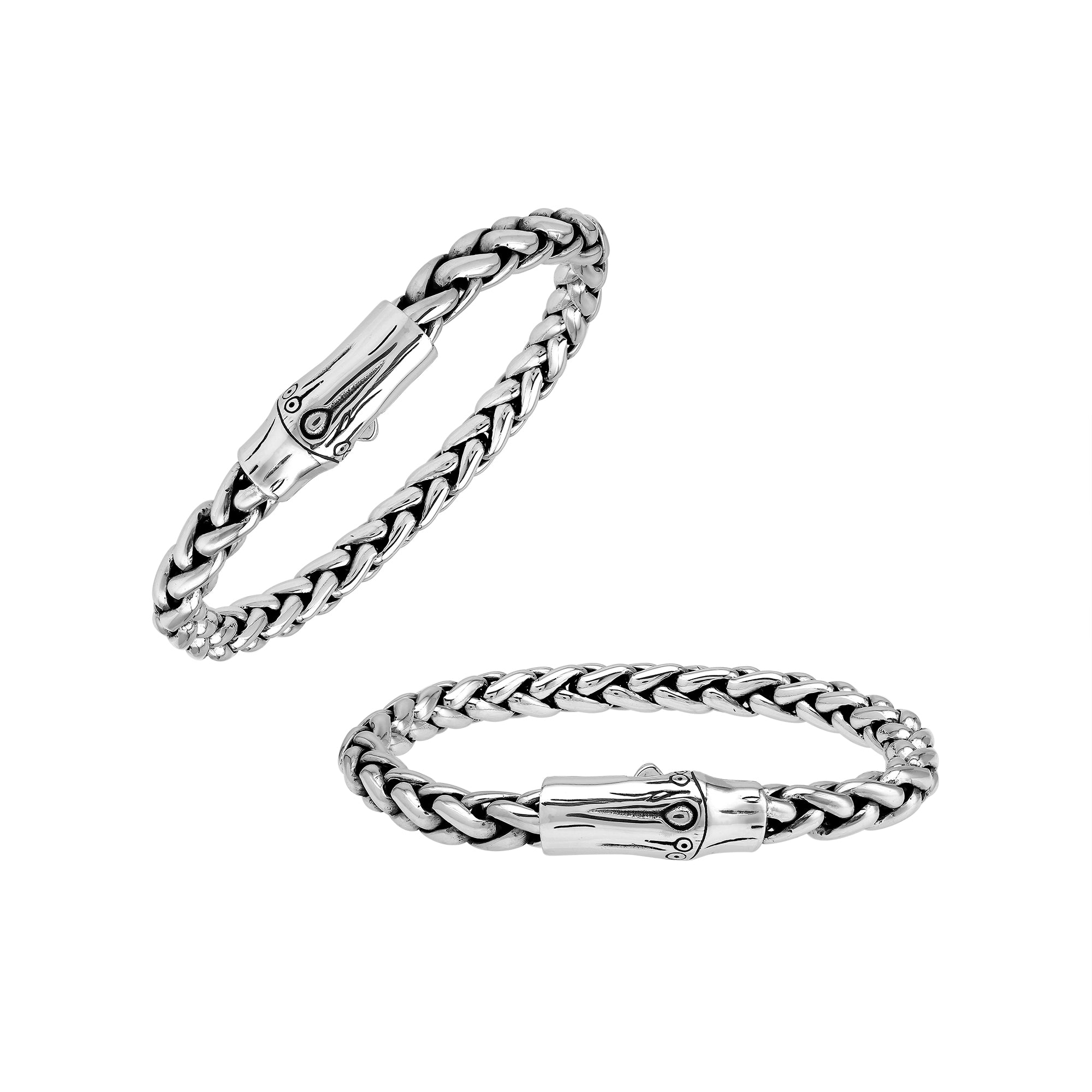 sterling silver heavy chain bracelet with engraved push clasp and polished links