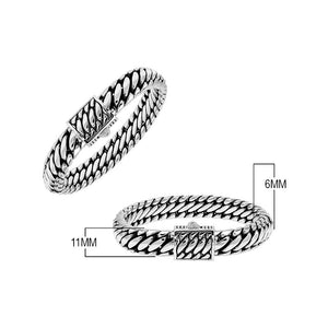 Sterling silver bold chain link bracelet with mirror-polished square clasp handcrafted in Bali.