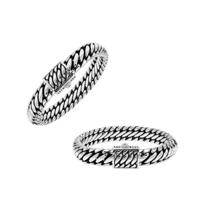 Sterling silver bold chain link bracelet with mirror-polished square clasp handcrafted in Bali.