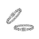 Sterling silver sculpted Byzantine link bracelet with connector bands, decorative push clasp, polished surfaces, and oxidized detailing
