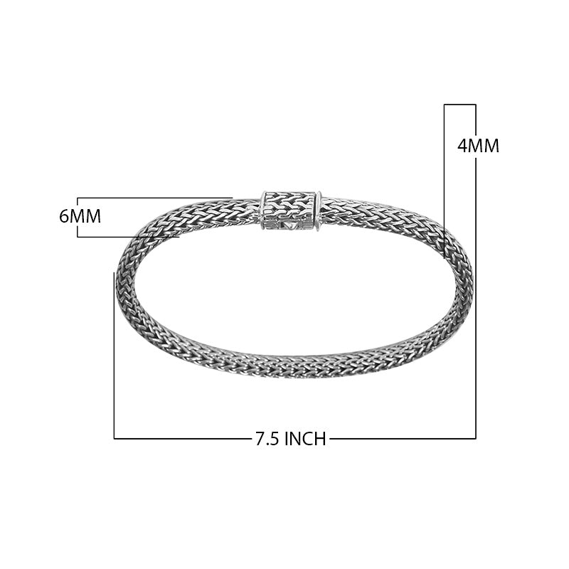 Wholesale sterling silver woven chain bracelet with antique polished finish handcrafted in Bali