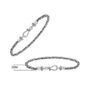 Wholesale sterling silver bracelet with Balinese woven wheat-link chain and lobster clasp handcrafted in Bali.