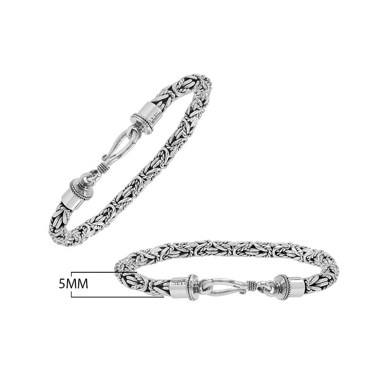 Wholesale sterling silver bracelet featuring Balinese woven wheat-link design with detailed lobster clasp handcrafted in Bali.