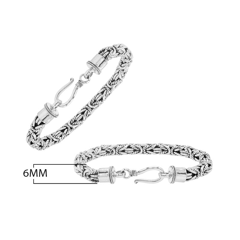 Wholesale sterling silver bracelet with Balinese woven wheat-link design and decorative lobster clasp handcrafted in Bali.