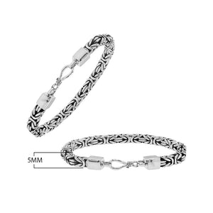 Wholesale sterling silver 5mm Byzantine chain bracelet with lobster clasp handcrafted in Bali
