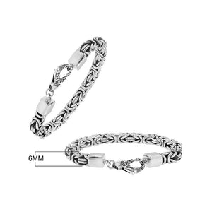 Wholesale sterling silver 6mm Byzantine chain bracelet with lobster clasp handcrafted in Bali