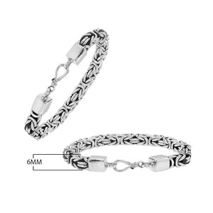 Wholesale sterling silver 6mm Byzantine chain bracelet with lobster clasp handcrafted in Bali