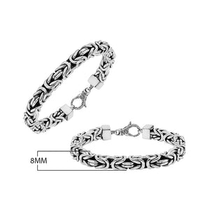 Sterling silver square Byzantine style bracelet with oxidized polish and lobster clasp
