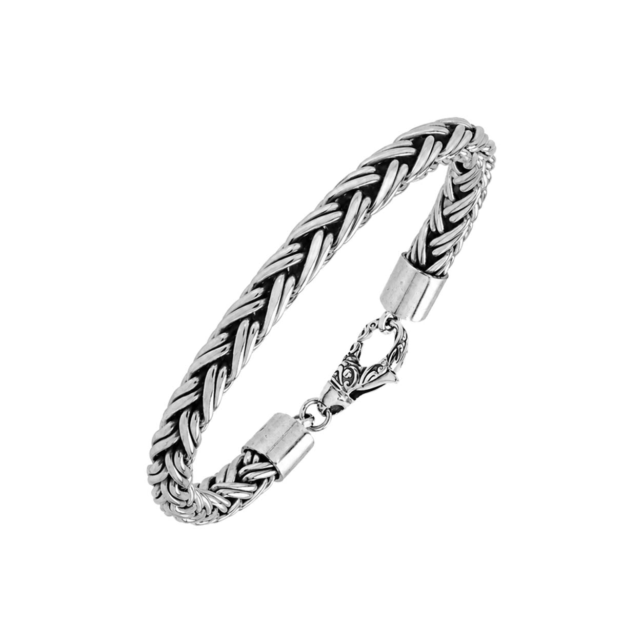 Sterling Silver Bali Handcrafted Braided Wheat Chain Bracelet With Lobster Clasp
