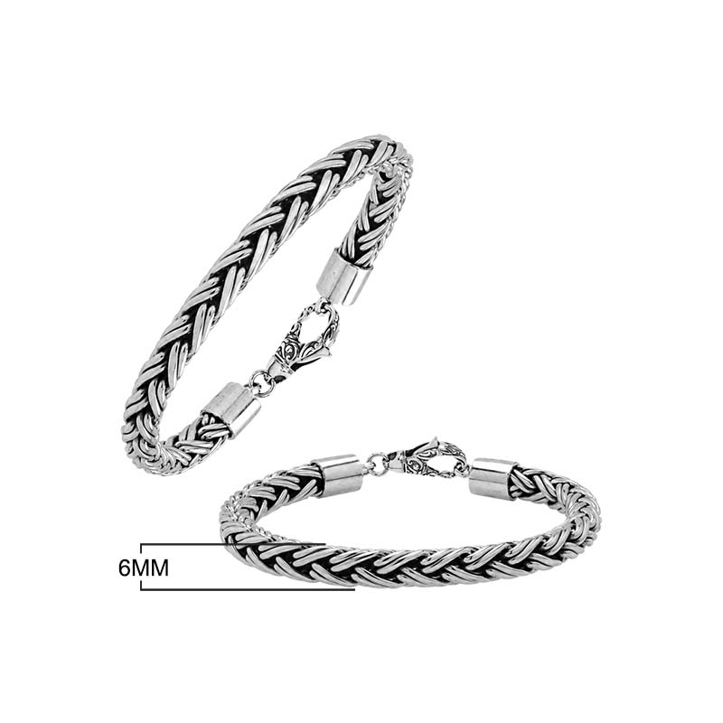 Sterling Silver Bali Handcrafted Braided Wheat Chain Bracelet With Lobster Clasp