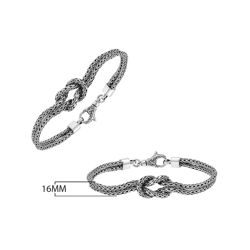 Wholesale sterling silver double knot woven chain bracelet handcrafted in Bali