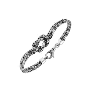 Wholesale sterling silver double knot woven chain bracelet handcrafted in Bali