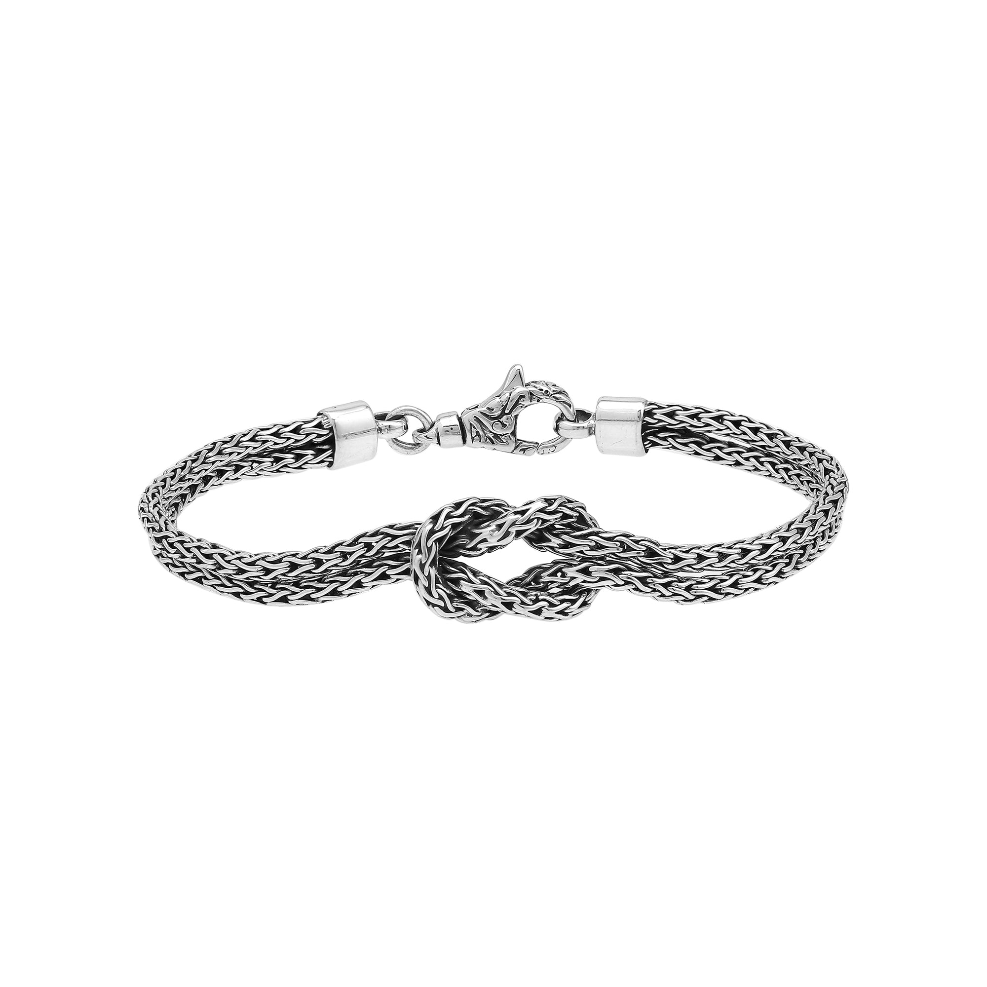 Wholesale sterling silver double knot woven chain bracelet handcrafted in Bali