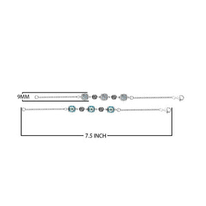 Wholesale sterling silver bracelet with blue topaz quartz stones and alternating Bali filigree links.