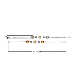 Wholesale sterling silver bracelet with citrine quartz stones and alternating Bali filigree components.