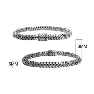 Wholesale sterling silver woven chain bracelet with decorative clasp handcrafted in Bali