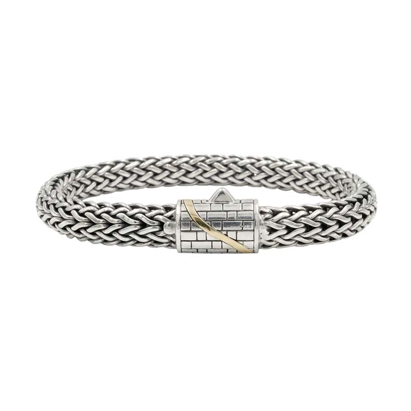 Sterling Silver Braided Chain Bracelet With 18K Gold Accent