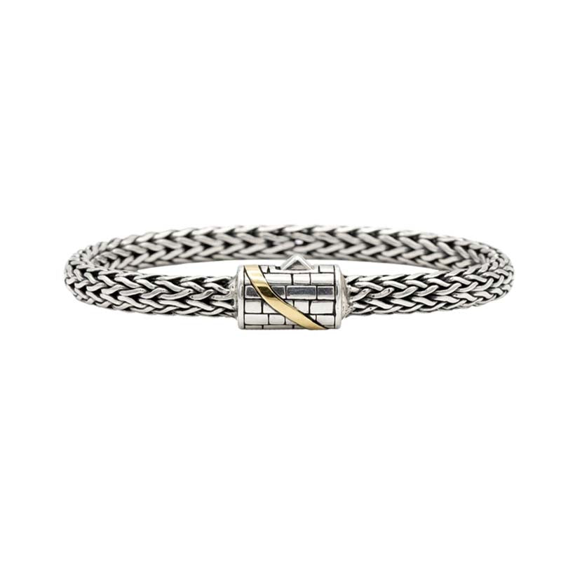 Sterling Silver Braided Chain Bracelet With 18K Gold Detail