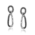 Wholesale Sterling Silver Textured Oval Link Drop Earrings With Hammered Finish