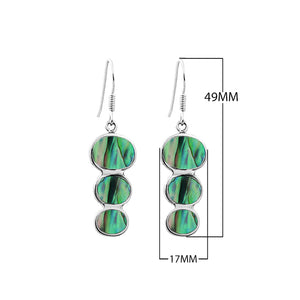 Sterling silver wholesale earrings with triple round abalone shell inlay, handcrafted in Bali