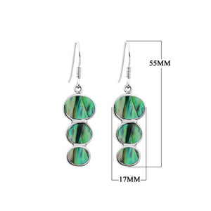 Wholesale Sterling Silver Abalone Shell Triple Oval Drop Earrings Handcrafted In Bali