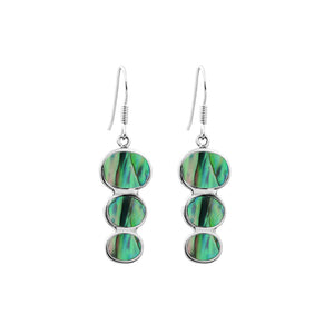 Wholesale Sterling Silver Abalone Shell Triple Oval Drop Earrings Handcrafted In Bali