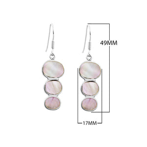 Elegant wholesale dangle earrings with white and iridescent mother of pearl