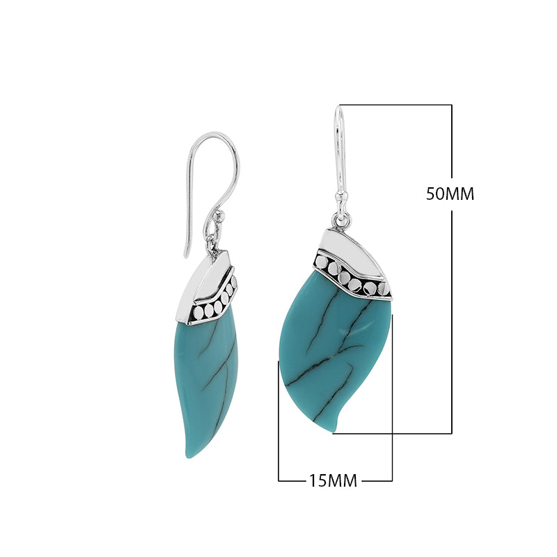 Sterling silver turquoise wave earrings with dotted silver accent for wholesale jewelry buyers