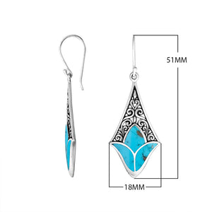 Sterling silver turquoise filigree diamond earrings with ornate silver design for wholesale jewelry buyers