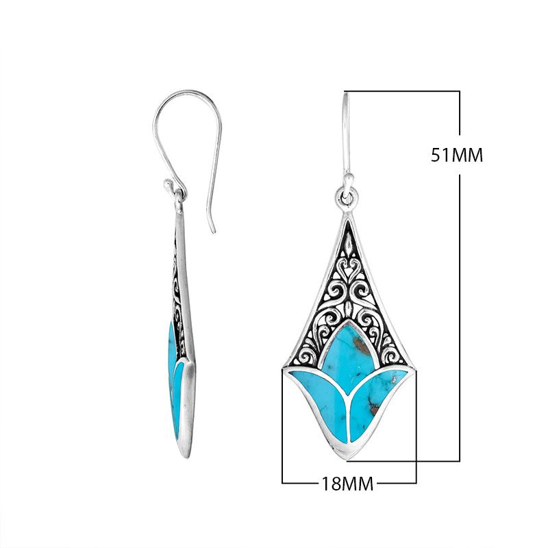 Sterling silver turquoise filigree diamond earrings with ornate silver design for wholesale jewelry buyers