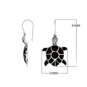 Sterling silver black shell turtle earrings with ocean-inspired design for wholesale jewelry buyers