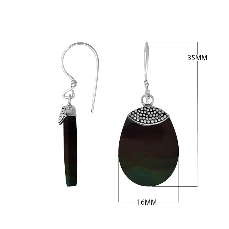 "Wholesale sterling silver black shell oval drop earrings"