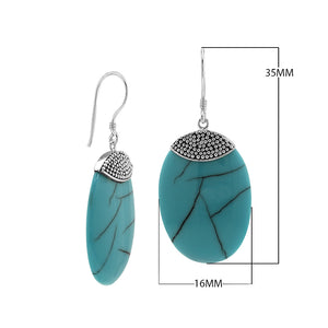 “Wholesale sterling silver oval earrings with Turquoise, handcrafted Bali beadwork 925 silver jewelry for bulk orders”