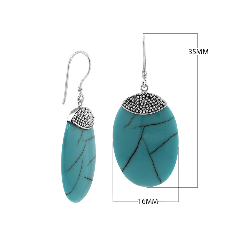 “Wholesale sterling silver oval earrings with Turquoise, handcrafted Bali beadwork 925 silver jewelry for bulk orders”
