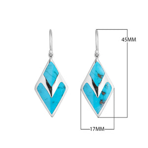 Turquoise Shell Silver Diamond Drop Earrings