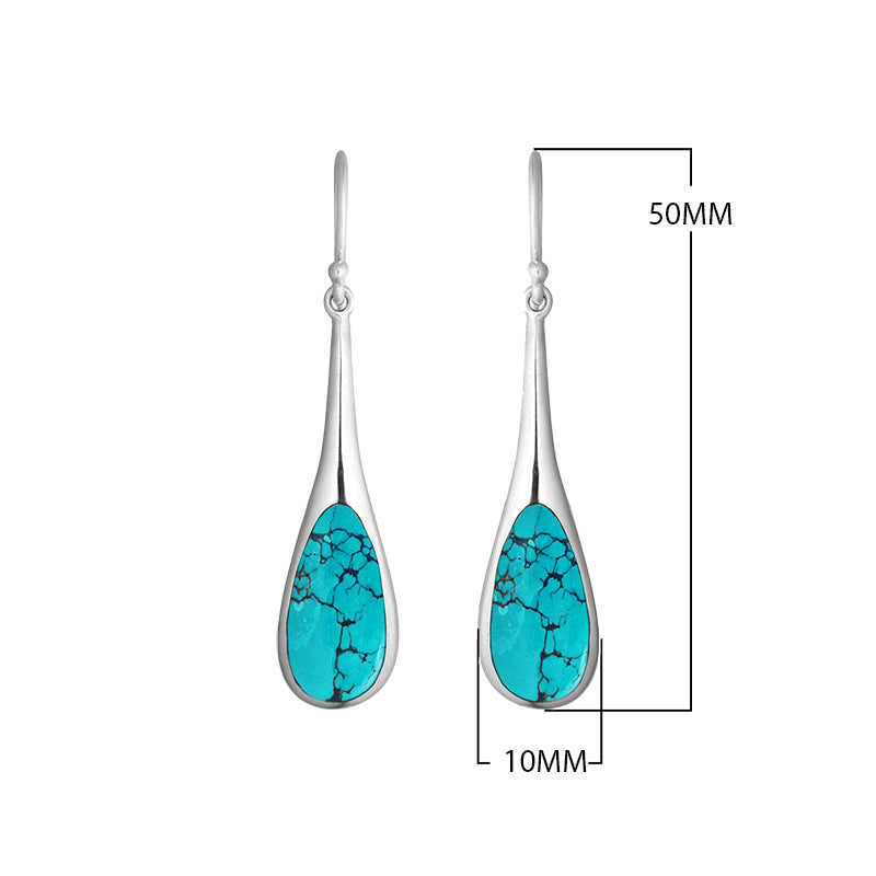 Sterling Silver Teardrop Earrings With Turquoise Shell